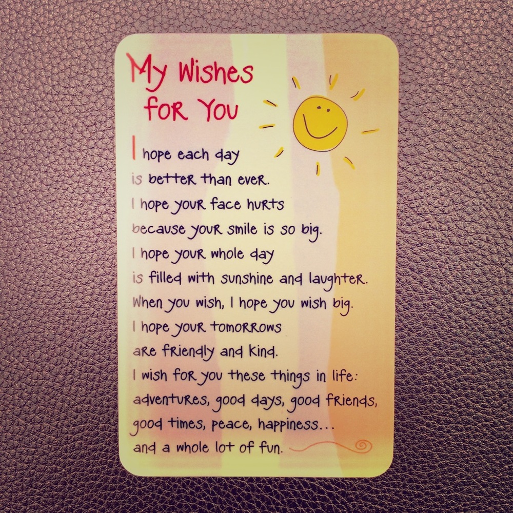 ☀️ FREE ☀️ My Wishes for You Wallet Card
